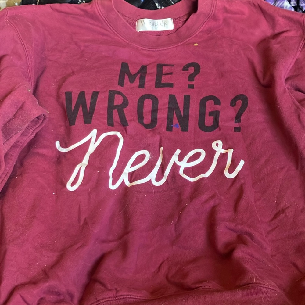 Burgandyish sweatshirt. Size large